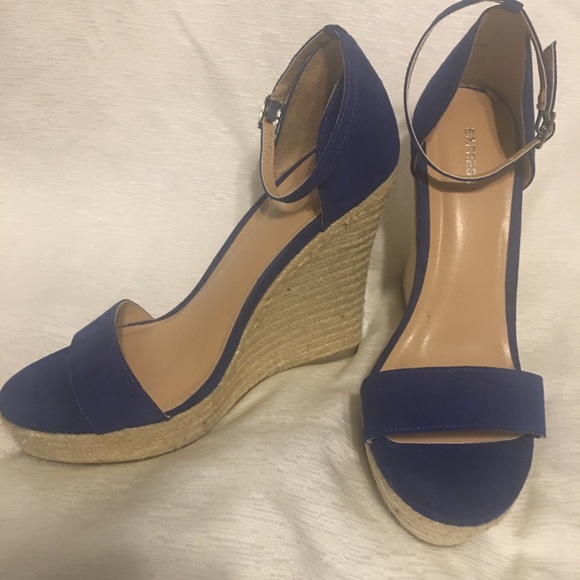 Express Shoes - Express Royal Blue Suede Wedges